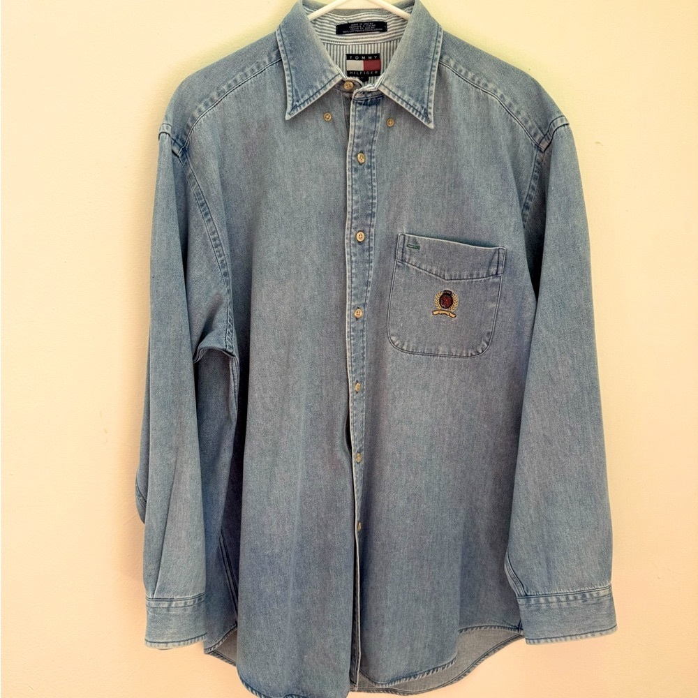 Vintage Tommy Hilfiger Classic Blue Denim Shirt